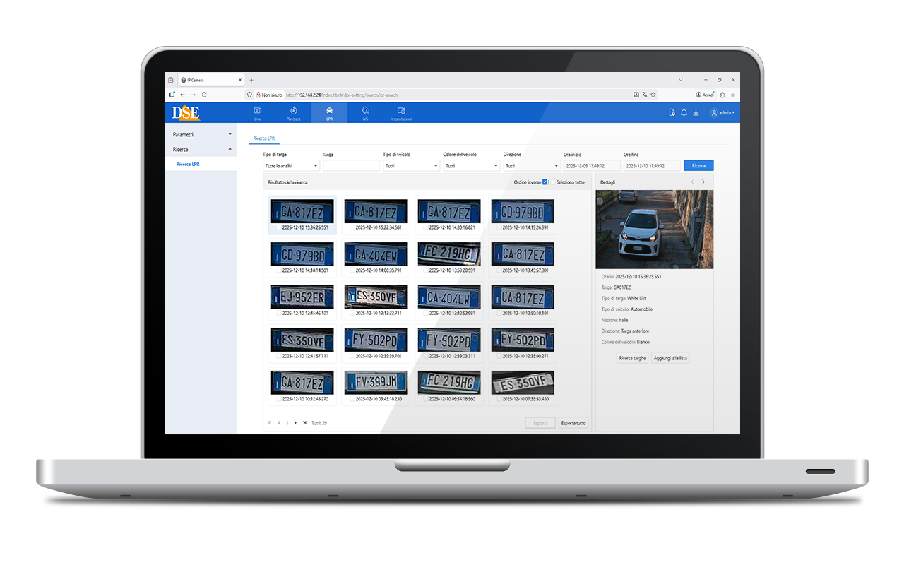 Controllo telecamera IP da browser
